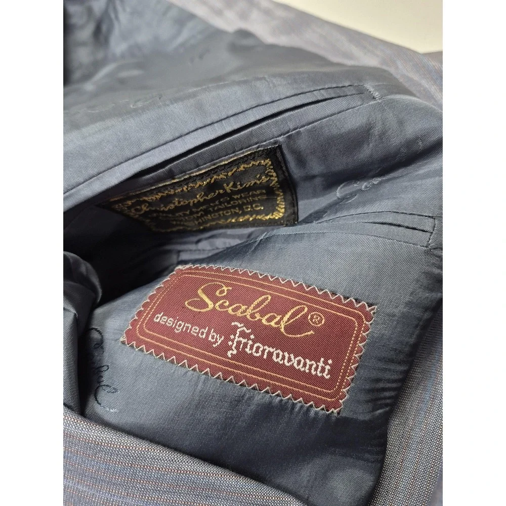 VTG Scabal Suit Mens 42R Gray Stripe Wool 2 Piece 36x36 Western Germany NWT